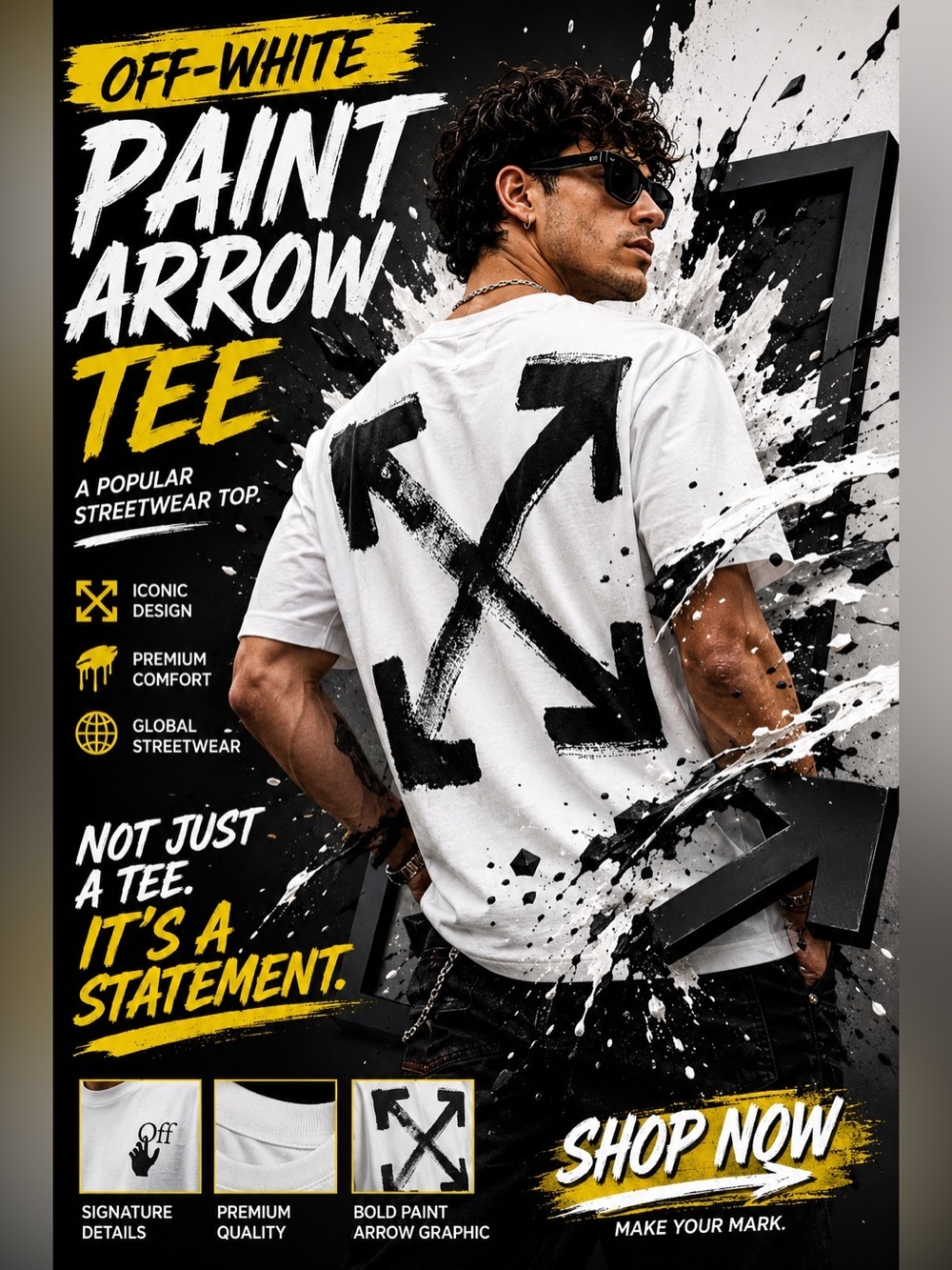 New!🔥Off-White Paint Arrow Tee, a popular streetwear top!🔥